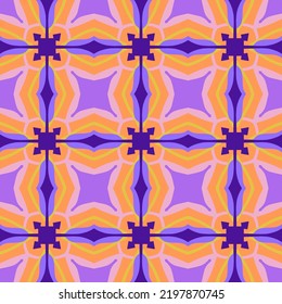 Purple Geometric Seamless Pattern with Tribal Shape. Pink Red Pattern designed in Ikat, Aztec, Moroccan, Turkey, Luxury Arabic Style. Ideal for Fabric Garment, Tiles, Wallpaper. Vector Illustration.