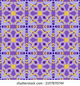 Purple Geometric Seamless Pattern with Tribal Shape. Pink Red Pattern designed in Ikat, Aztec, Moroccan, Turkey, Luxury Arabic Style. Ideal for Fabric Garment, Tiles, Wallpaper. Vector Illustration.