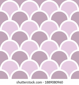 Purple geometric seamless repeat, fish scale white and purple vector background swatch.