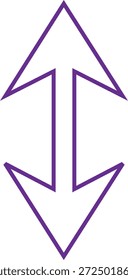 Lila geometrische Form mit zwei inneren Dreiecken und äußere Diamant Umriss Symbol