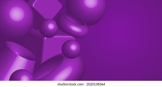 Purple geometric shapes backdrop. Abstract elegant background. Vector 3d illustration. Banner or sign design.