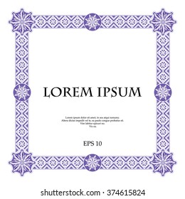 Purple geometric square frame in classic style