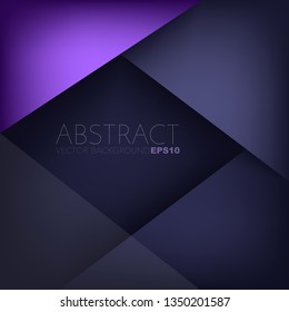 Purple geometric triangle vector background overlap layer on black space for text design