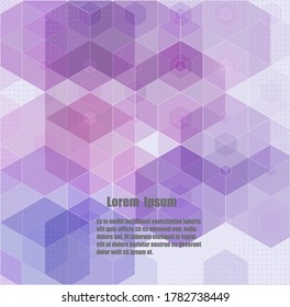 Fondo abstracto del vector geométrico púrpura. Hexagones morados. Antecedentes médicos y tecnológicos.