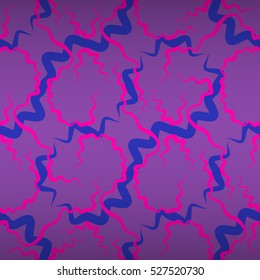 Purple geometrical seamless pattern background in cracked earth style. Knotty mosaic repeatable backdrop. Contemporary decor. Colored, contrast design for surface, ads, banner or other purpose.