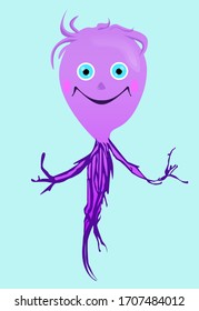 Purple ghost happy vector cartoon
