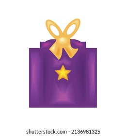 purple gift with bow icon flat