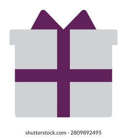 A purple gift box with a bow on top, wrapped present symbolizing a surprise or a special occasion