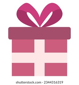 Purple gift box in flat design. Gift box. Present box. Surprise in the box. Template design for surprise, birthday celebration event, presents, birthday,