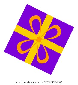 Purple gift box icon. Flat illustration of purple gift box vector icon for web design