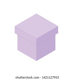 Purple  gift box in isometry