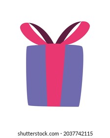 violette Geschenkbox mit rosafarbener Schleife