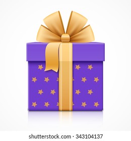 Purple Gift Box. Realistic Vector Illustration