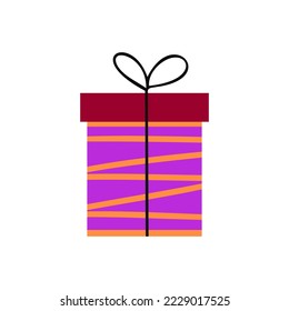 Purple gift box. Vector Illustration for printing, backgrounds, covers and packaging. Image can be used for greeting cards, posters, stickers and textile. Isolated on white background.
