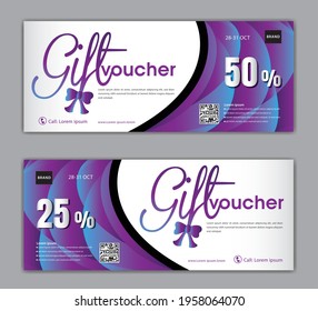 Purple Gift Voucher template luxurious concept, Elegant discount coupon or certificate layout, discount card, Sale banner, headers, banner design, gift card, promotion card, Vector Illustration EPS10