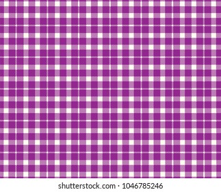 Purple Gingham pattern. Texture from rhombus/squares for - plaid, tablecloths, clothes, shirts, dresses, paper, bedding, blankets, quilts and other textile products. Vector illustration.