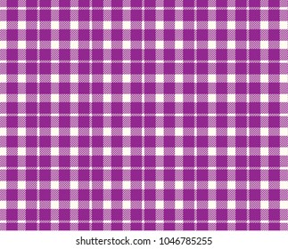 Purple Gingham pattern. Texture from rhombus/squares for - plaid, tablecloths, clothes, shirts, dresses, paper, bedding, blankets, quilts and other textile products. Vector illustration.