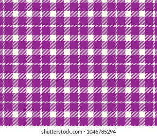 Purple Gingham pattern. Texture from rhombus/squares for - plaid, tablecloths, clothes, shirts, dresses, paper, bedding, blankets, quilts and other textile products. Vector illustration.
