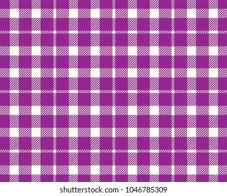 Purple Gingham pattern. Texture from rhombus/squares for - plaid, tablecloths, clothes, shirts, dresses, paper, bedding, blankets, quilts and other textile products. Vector illustration.