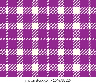 Purple Gingham pattern. Texture from rhombus/squares for - plaid, tablecloths, clothes, shirts, dresses, paper, bedding, blankets, quilts and other textile products. Vector illustration.
