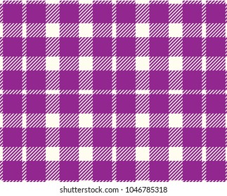 Purple Gingham pattern. Texture from rhombus/squares for - plaid, tablecloths, clothes, shirts, dresses, paper, bedding, blankets, quilts and other textile products. Vector illustration.