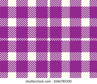 Purple Gingham pattern. Texture from rhombus/squares for - plaid, tablecloths, clothes, shirts, dresses, paper, bedding, blankets, quilts and other textile products. Vector illustration.