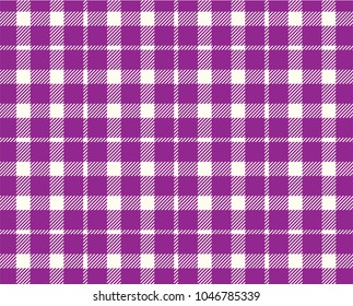 Purple Gingham pattern. Texture from rhombus/squares for - plaid, tablecloths, clothes, shirts, dresses, paper, bedding, blankets, quilts and other textile products. Vector illustration.