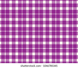 Purple Gingham pattern. Texture from rhombus/squares for - plaid, tablecloths, clothes, shirts, dresses, paper, bedding, blankets, quilts and other textile products. Vector illustration.