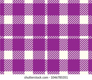 Purple Gingham pattern. Texture from rhombus/squares for - plaid, tablecloths, clothes, shirts, dresses, paper, bedding, blankets, quilts and other textile products. Vector illustration.