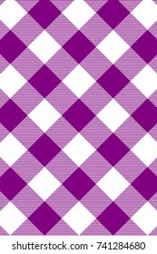 Purple Gingham pattern. Texture from rhombus/squares for - plaid, tablecloths, clothes, shirts, dresses, paper, bedding, blankets, quilts and other textile products. Vector illustration.