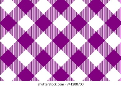 Purple Gingham pattern. Texture from rhombus/squares for - plaid, tablecloths, clothes, shirts, dresses, paper, bedding, blankets, quilts and other textile products. Vector illustration.