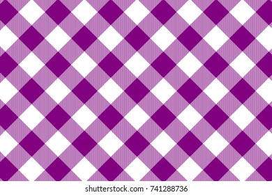 Purple Gingham pattern. Texture from rhombus/squares for - plaid, tablecloths, clothes, shirts, dresses, paper, bedding, blankets, quilts and other textile products. Vector illustration.