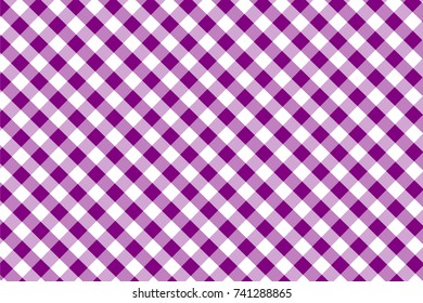 Purple Gingham pattern. Texture from rhombus/squares for - plaid, tablecloths, clothes, shirts, dresses, paper, bedding, blankets, quilts and other textile products. Vector illustration.