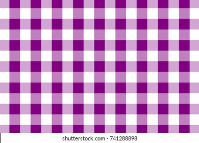 Purple Gingham pattern. Texture from rhombus/squares for - plaid, tablecloths, clothes, shirts, dresses, paper, bedding, blankets, quilts and other textile products. Vector illustration.
