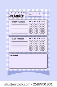 purple gingham self care daily planner