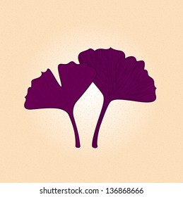 Purple gingko leaf isolated on brown background