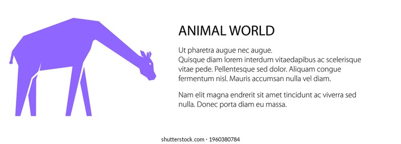 Purple giraffe banner, animal world concept, vector illustration
