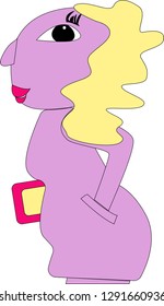 Purple girl speaks by phone