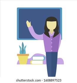 Purple Girl Teaching In The Class