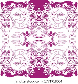 Purple girls cut out repeat pattern print