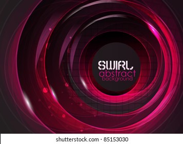 Purple glass round shapes black  Abstract background