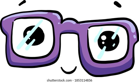 Purple glasses, illustration, vector on white background