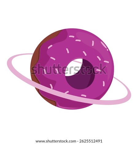 Purple glazed donut rotating like a planet, a fun and quirky concept for sweet cravings