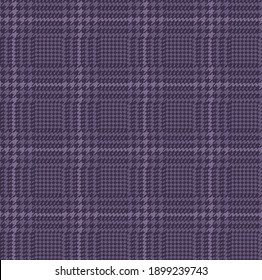 Purple glen check pattern. Stylish hounds tooth checkered plaid.