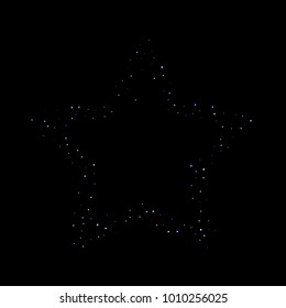Purple glitter elements, stars shiny confetti. Scattered little, sparkling, flashing ultra violet, Random tiny stellar falling on black background. New Year, Christmas background. Vector illustration.