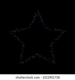 Purple glitter elements, stars shiny confetti. Scattered little, sparkling, flashing ultra violet, Random tiny stellar falling on black background. New Year, Christmas background. Vector illustration.