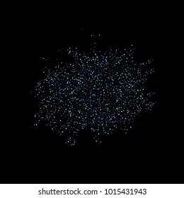 Purple glitter elements, stars shiny confetti. Scattered little, sparkling, flashing ultra violet, Random tiny stellar falling on black background. New Year, Christmas background. Vector illustration.