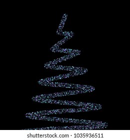 Purple glitter elements, stars shiny confetti. Scattered little, sparkling, flashing ultra violet, Random tiny stellar falling on black background. New Year, Christmas background. Vector illustration.