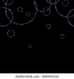 Purple glitter elements, stars shiny confetti. Scattered little, sparkling, flashing ultra violet, Random tiny stellar falling on black background. New Year, Christmas background. Vector illustration.