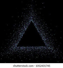 Purple glitter elements, stars shiny confetti. Scattered little, sparkling, flashing ultra violet, Random tiny stellar falling on black background. New Year, Christmas background. Vector illustration.